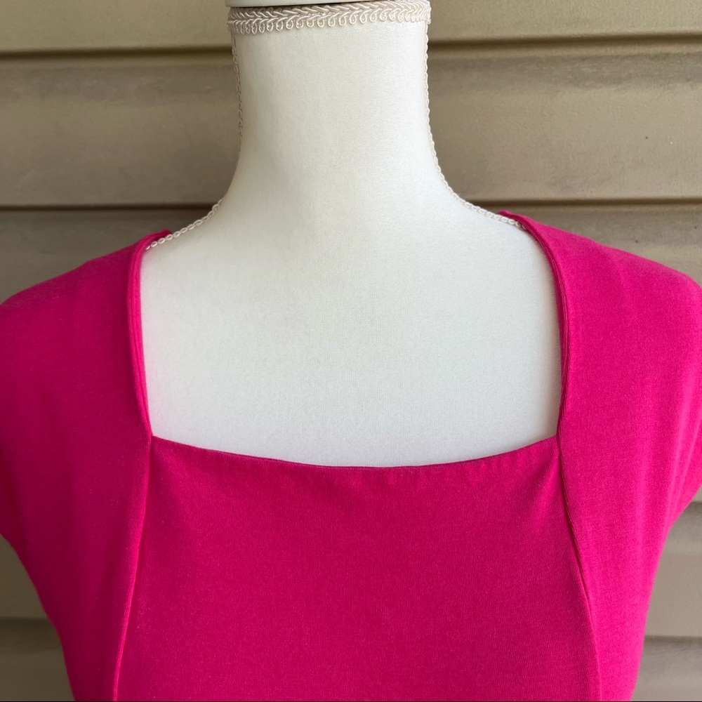•Lands End• Fuchsia Knit Cap Sleeve Dress - Size 6-8 - Picture 4 of 9